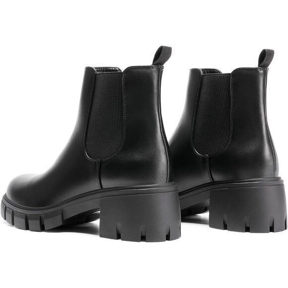 Dream Pairs Womens Black Polyurethane (PU) Slip On Chunky Platform Ankle Boots - Picture 3 of 8
